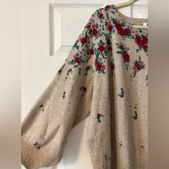 NWT 🌹 3X LC Lauren Conrad Tan Floral Sweater 🌹 - Picture 6 of 8